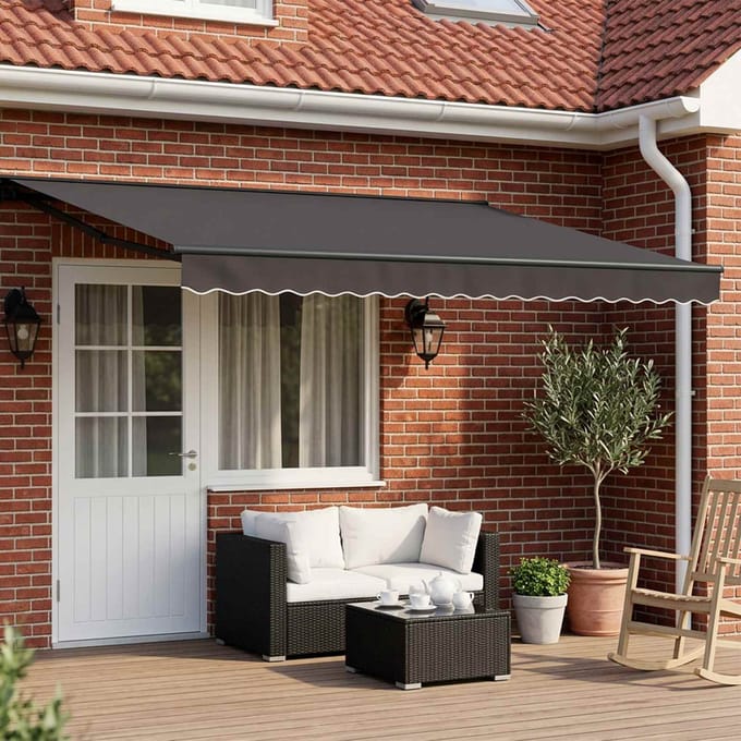 vidaXL - Handmatig - uitschuifbare - luifel - Antraciet - 4 - × - 3,5 - m