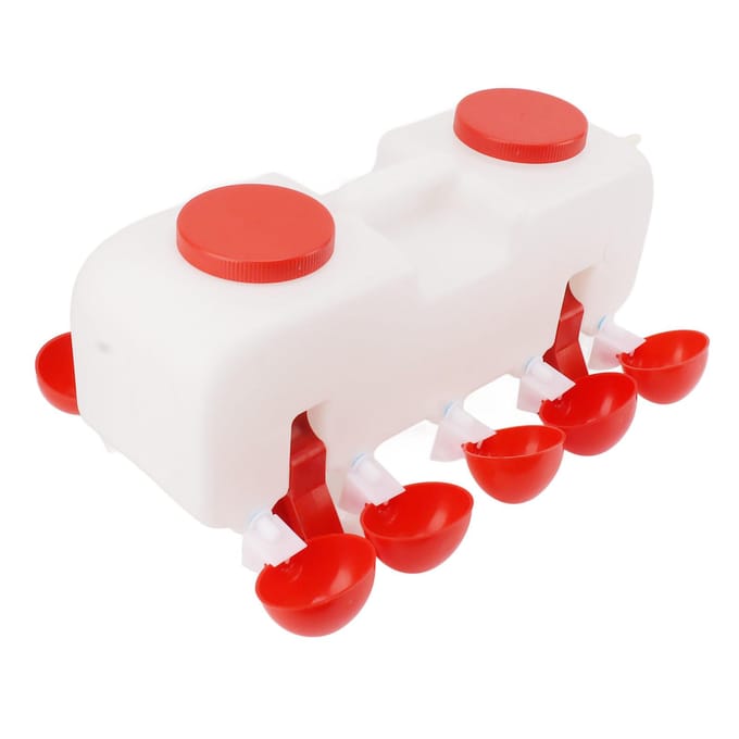 Automatische Kippendrinker 10L Grote Drinkbekers voor Pluimvee met 10 stuks Bakjes voor Eend Gans white