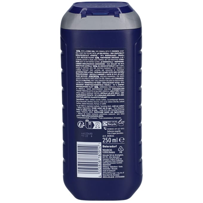NIVEA Men douchegel 3-in-1 Power 24u frisse werking - 250 ml