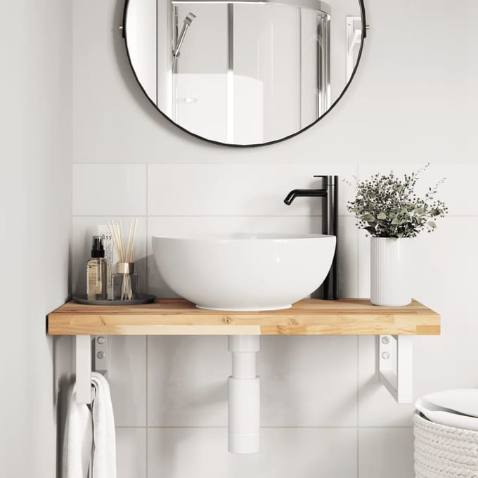 vidaXL - Badkamer - wandschap - staal - en - massief - acaciahout