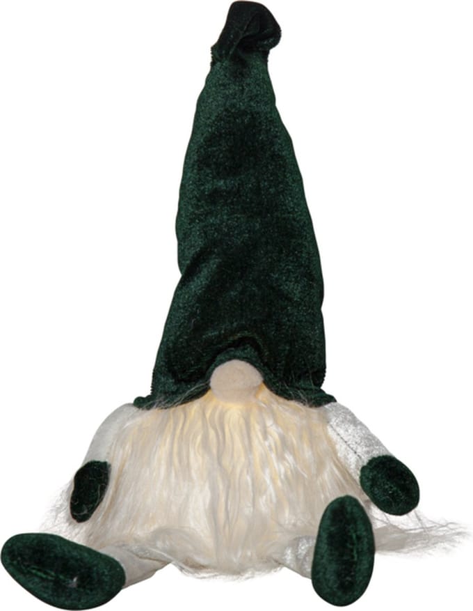 Star Trading Zittende kerstkabouter 'Joylight' met ledverlichting, batterij + timer, groen, H 44cm