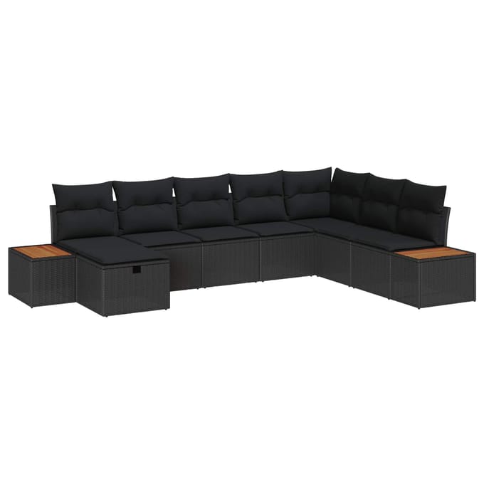 vidaXL - Tuinbank - Set - met - kussen - met - opslag - Zwart - poly - rattan