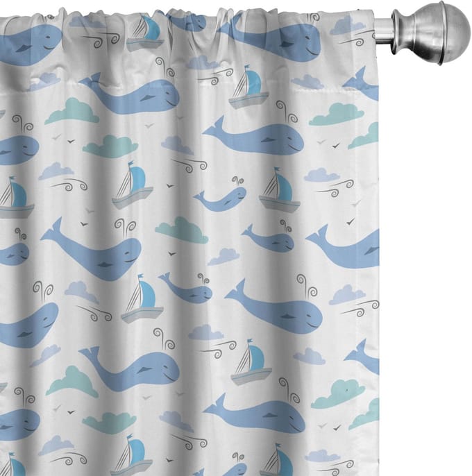 ABAKUHAUS Wal Gordijnen – 2x75x175 cm – Zeeleven – Mikrofaser