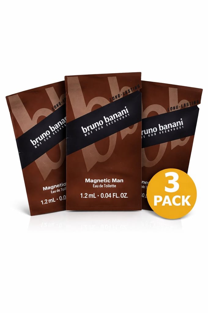 Bruno Banani Magnetic Man – Heren Parfum – 3 x 1.2 ml Sample – Eau de Toilette – Travel / Tester Set