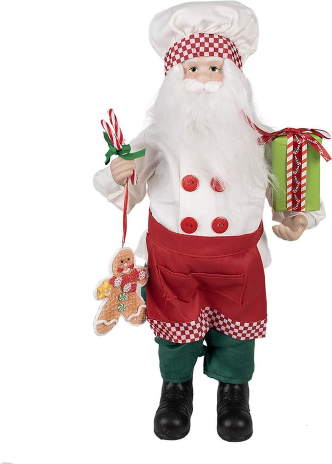 Clayre & Eef Beeld Kerstman 46 cm Rood Kunststof