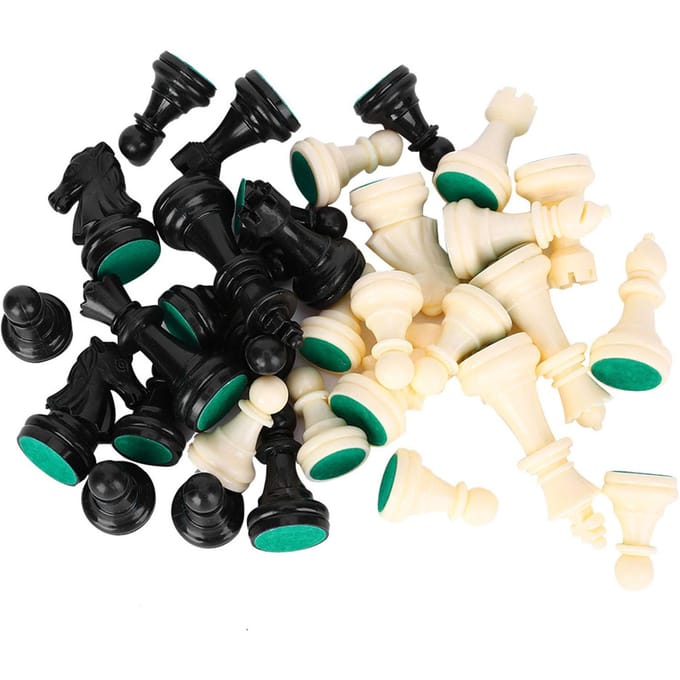 Jeu d'échecs en plastique Jeu d'échecs international Jeu d'échecs complet Pièces d'échecs Noir&Blanc L beige