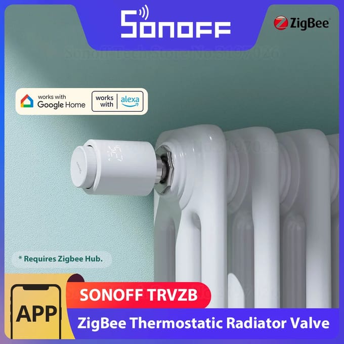 SONOFF TRVZB Thermostatische Radiatorkraan, Slimme Thermostaat met App-functionaliteit, Zigbee Thermostaat Vereist Zigbee 3.0 Hub, Compatibel met Alexa/Home Assistant