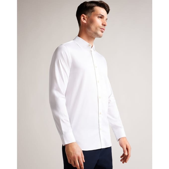 Ted Baker Bellow slim overhemd met lange mouwen en stretch voor heren, wit