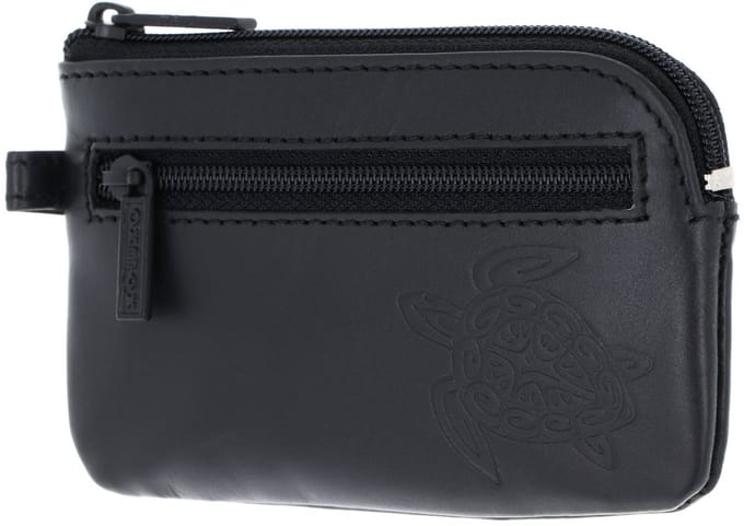 oxmox Leren sleutelgeval Leather Keyholder Turtle Embossed Black zwart