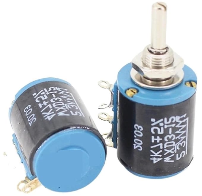 Variabele Weerstand - Potentiometer - Elektronica Projecten - Vijf Omgewonden - 4K7 Ohm - Zilverkleurig