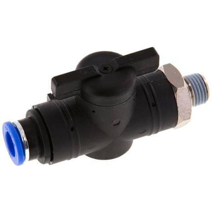10 mm - R1/4'' Kunststof/Messing rechte 2-Weg Kogelkraan