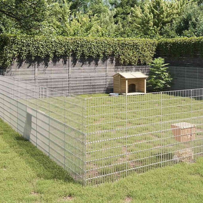 vidaXL - Dierenverblijf - 48 - panelen - 54x100 - cm - gegalvaniseerd - ijzer