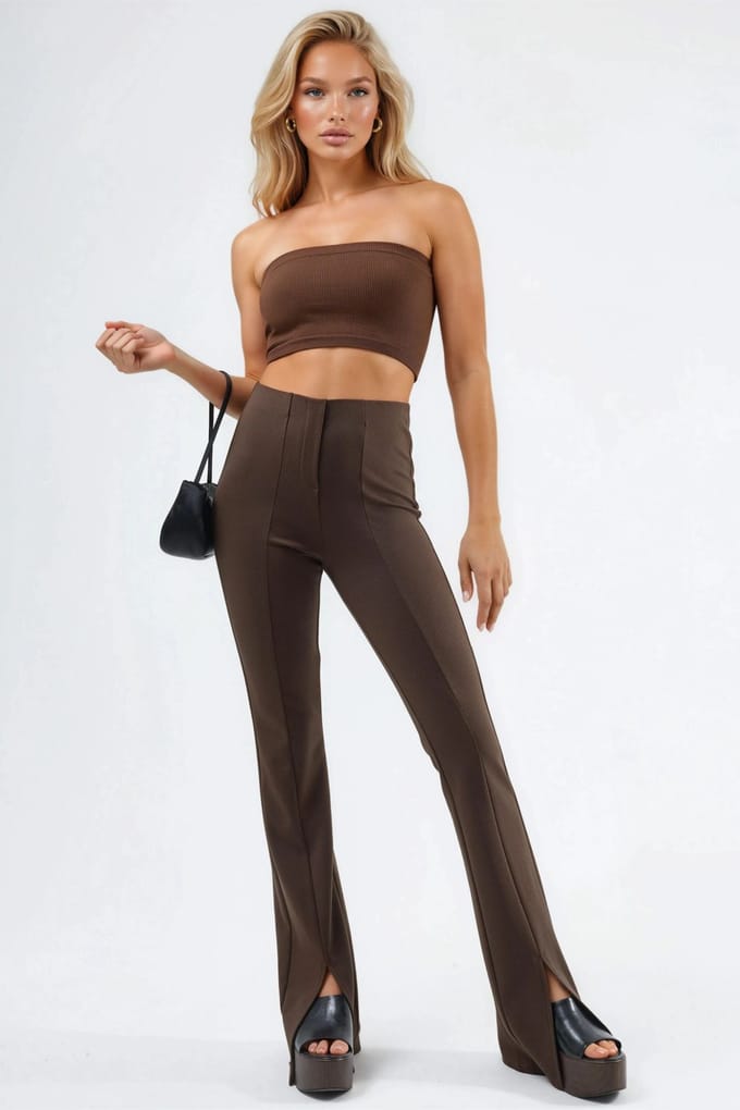 Hoge Taille Flared Leggings met Split