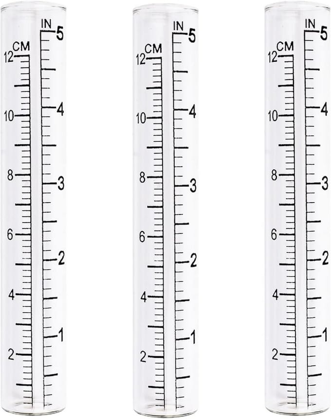 Set van 3 glazen regenmeters voor tuin en boerderij