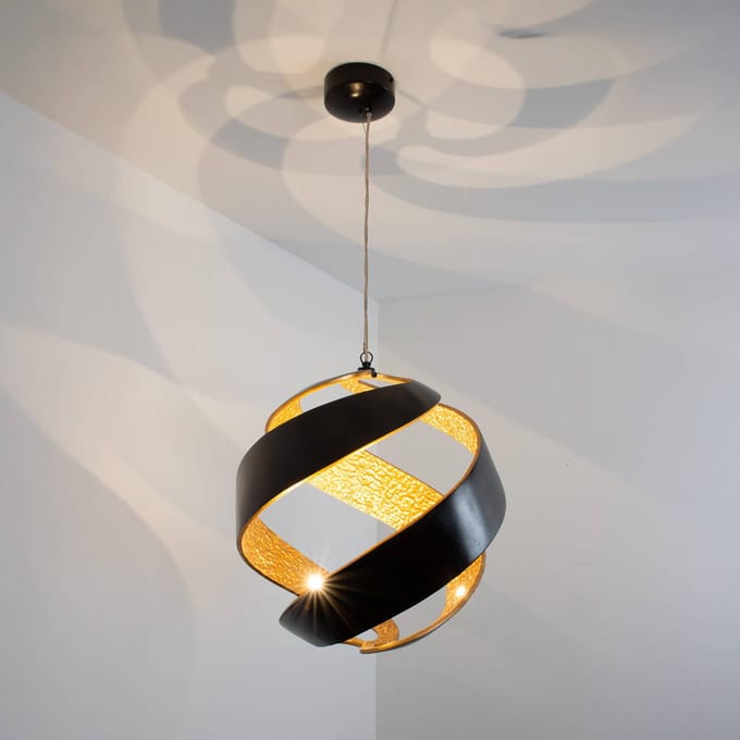 Holländer LED hanglamp INFULUCE, zwart/goud, Ø 52 cm, metaal, dimbaar