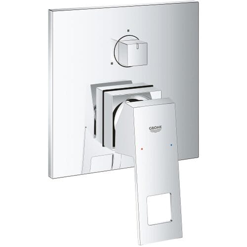 GROHE Eurocube inbouw douchekraan - Opbouwdeel - 3weg omstelling - Met bad optie - Chroom