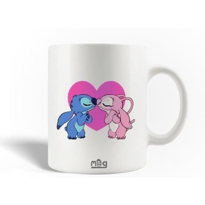Mug en Céramique Stitch et angel bleu rose