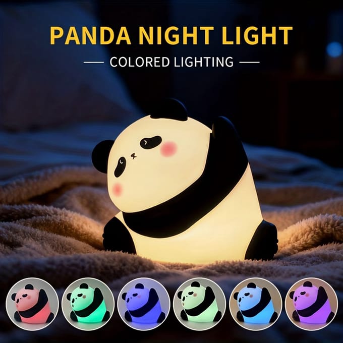 Kleurrijke Panda Nachtlamp - LED Sfeerverlichting met Timer & Touch Bediening