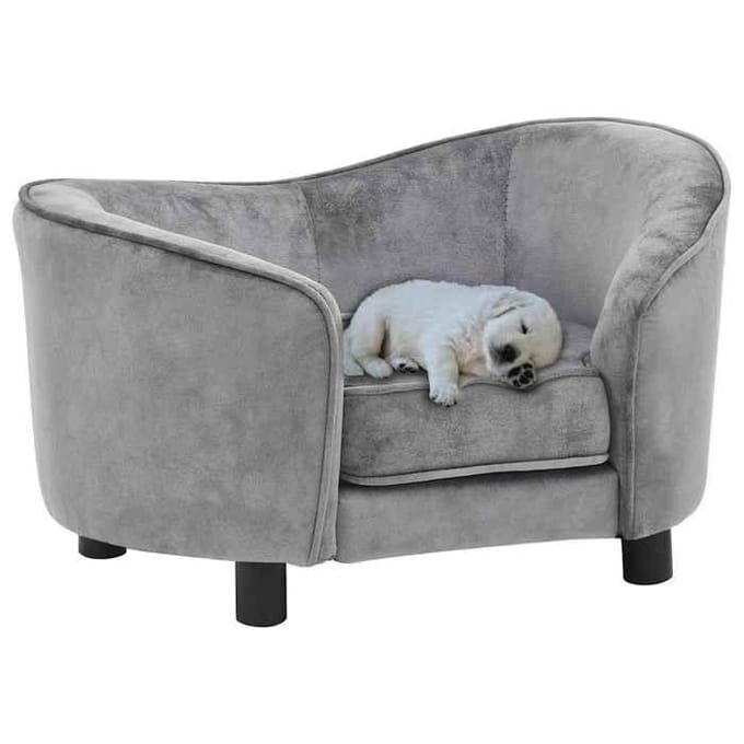 Canapé pour chien - MAISON EXCLUSIVE - 69x49x40 cm - Peluche grise - Cadre en pin - Housse lavable gris