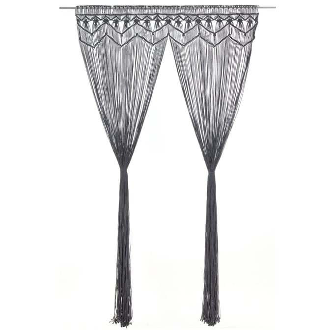 vidaXL - Gordijn - macramé - 140x240 - cm - katoen - antraciet