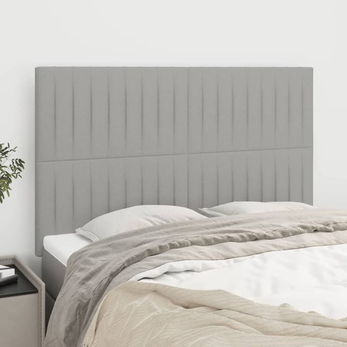 vidaXL - Hoofdbord - lichtgrijs - 144x5x118/128 - cm - stof