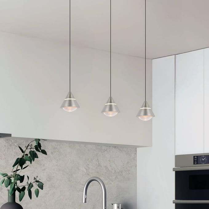 Trio Lighting LED hanglamp Romeo lengte 55 cm nikkelkleurig metaal 3-lamps.