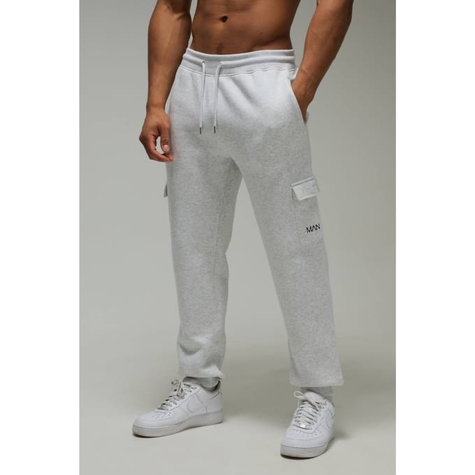 Men's Active Regular Fit Cargo Jogger | Light Grey | Size XS