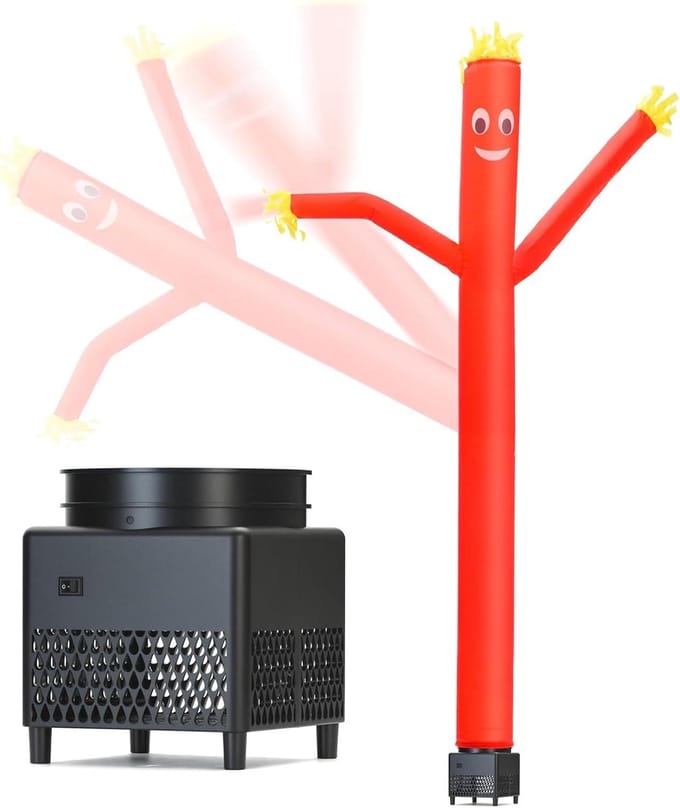 Luchtslang Danser - Opblaasbare Man - Feest Decoratie - Met Ingebouwde Ventilator - 18 m Hoog - Rood