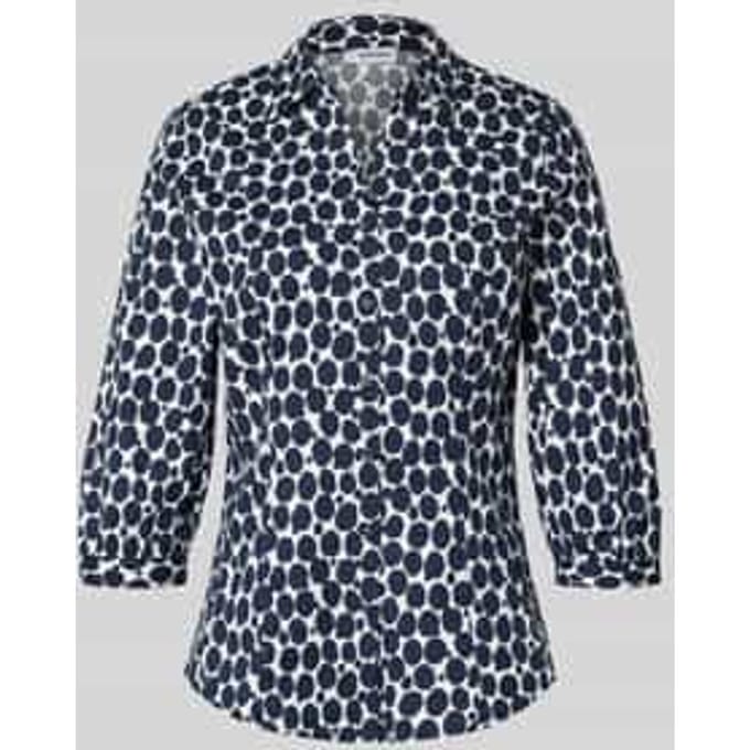 Regular fit blouse met V-hals en 3/4-mouw