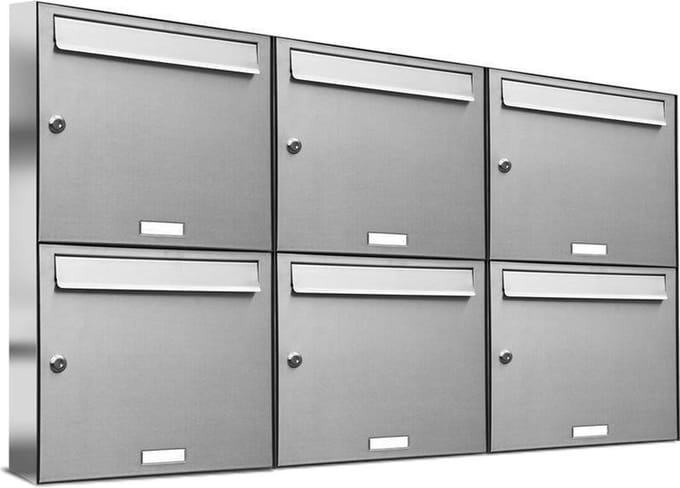 Brievenbus 6 personen - adressen - 3x2 RVS