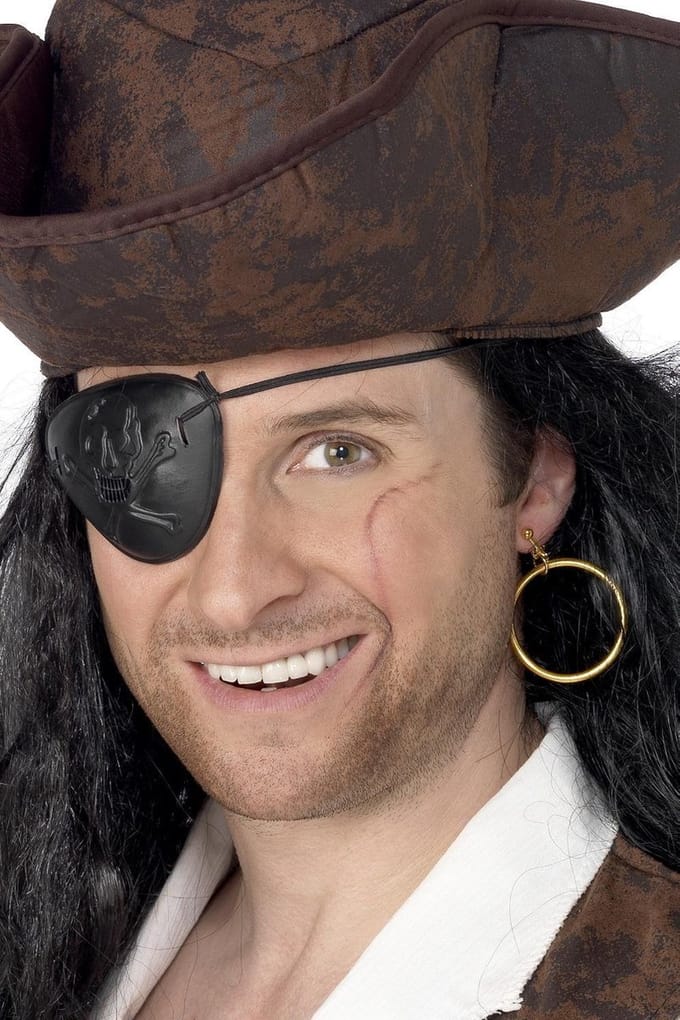 Smiffys - Pirate Eyepatch And Earring Kostuum Accessoire Set - Zwart