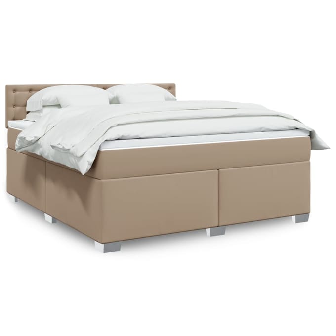 vidaXL - Boxspring - met - matras - kunstleer - cappuccinokleurig - 180x200 - cm