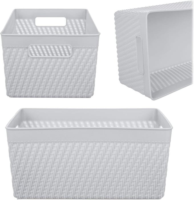 Lioni rechthoekige mand 25,5 x 16,5 x 12 cm lichtgrijs
