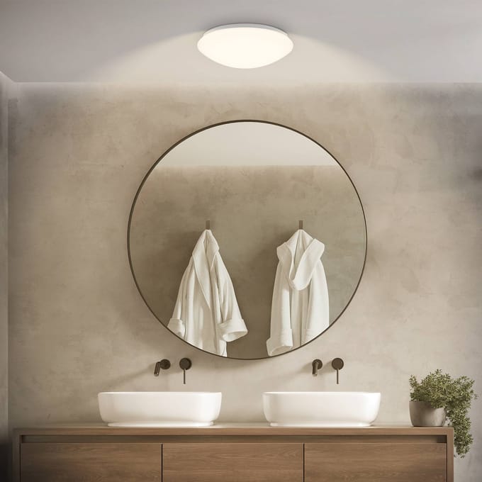 Briloner LED plafondlamp Elara, wit, Ø 29 cm, IP44, kunststof