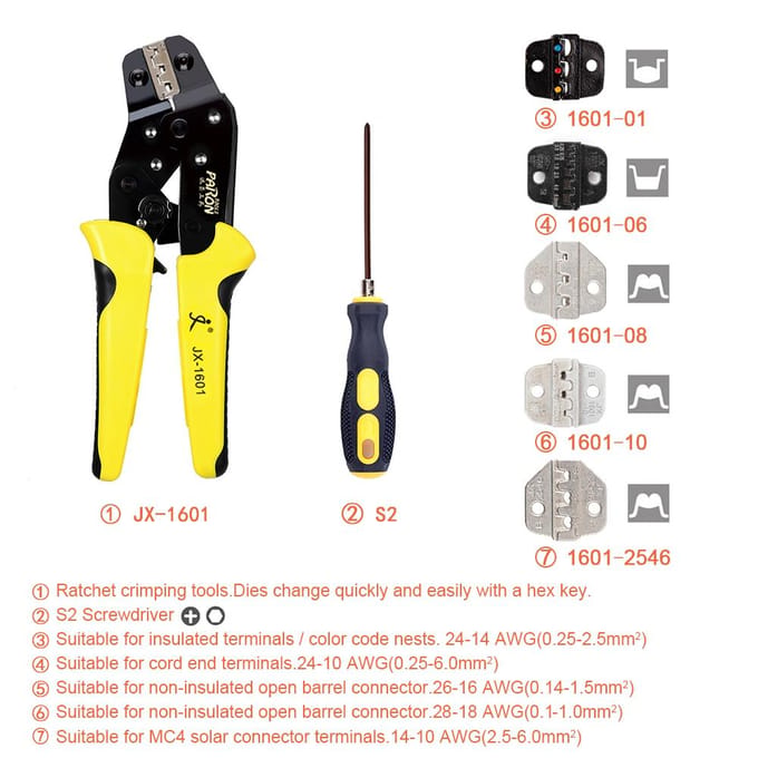 PARON Professionele draadcrimpers Engineering Ratelterminal Krimptang Adereindhuls gray