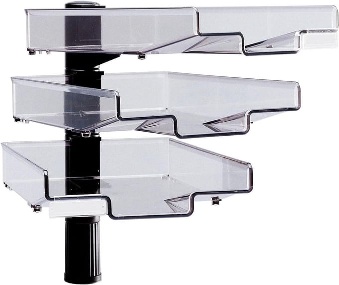 Draaibare Documentenhouder - Bureau Organizer - Orde op Bureau - Drie Monterbare Schalen - 410 mm - Zwart