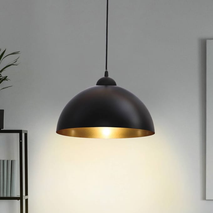 B.K.Licht - Set van 2 Hanglampen - slaapkamer - eetkamer - zwart gouden - 2 stuks - E27 fitting