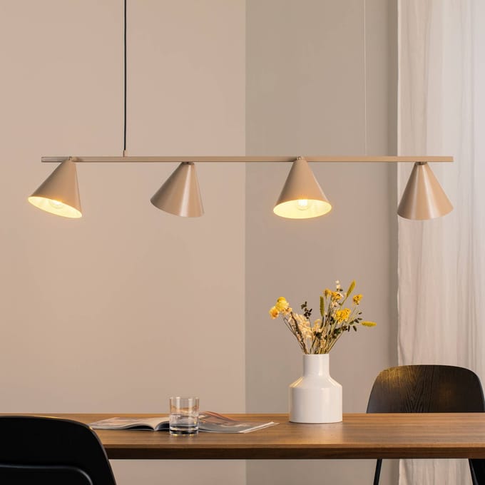 ALDEX Hanglamp Form 4, beige, metaal, 4-lamps, kegelvormig, E27