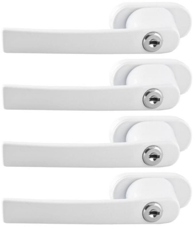 Malatec Raamknip - 4x - kunststof - metaal - wit - 13 x 2 cm - ramen afsluiten