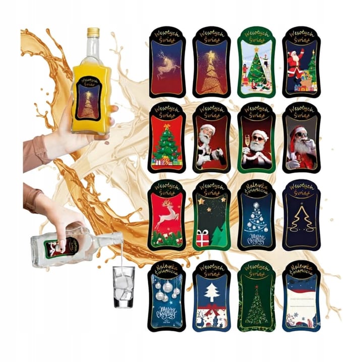 Bimberek Premium - Kerstetiketten Set - 50 Stuks - Voor Alcoholflessen - Cadeau