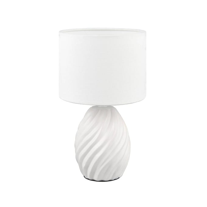 Reality Leuchten Melva tafellamp, mat wit, Ø 18 cm, keramiek, E14