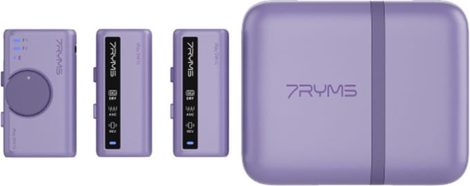 7Ryms iRay DW10 Draadloze Microfoon [3,5 mm mini-jack + USB-C] Dubbel Paars