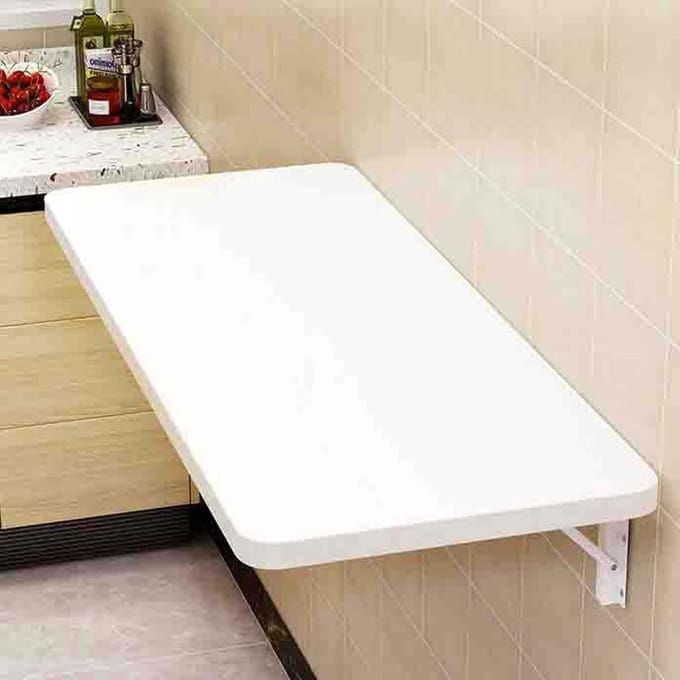 Klapbureau met Plank - Wandbureau Opklapbaar - Ruimte Besparen - Stabiele Beugel - 30x90cm - Wit