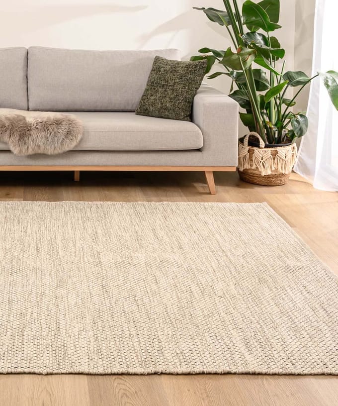 Wollen vloerkleed - Odda wit/taupe 140x200