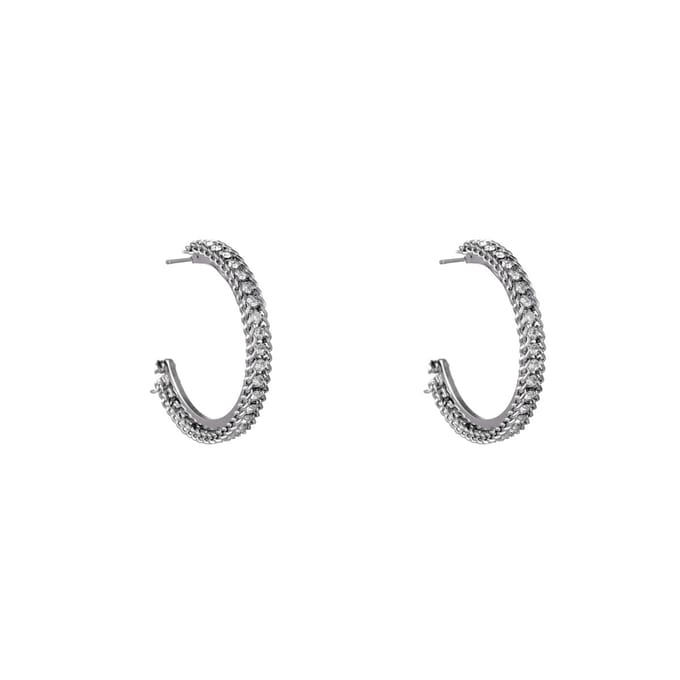 Go Dutch Label Oorringen roped sparkle rondje Zilver