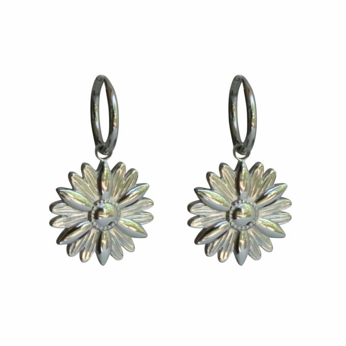 FlowJewels - oorringen - stainless steel - zilver kleurig - bloem