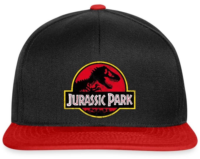 Jurassic Park Klassiek Logo In Rood Met T-Rex Snapback cap