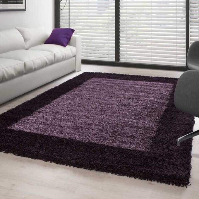 TapisTrend Harig tapijt Paars-donkerpaars 200 cm rond Hoogpolig vloerkleed, design