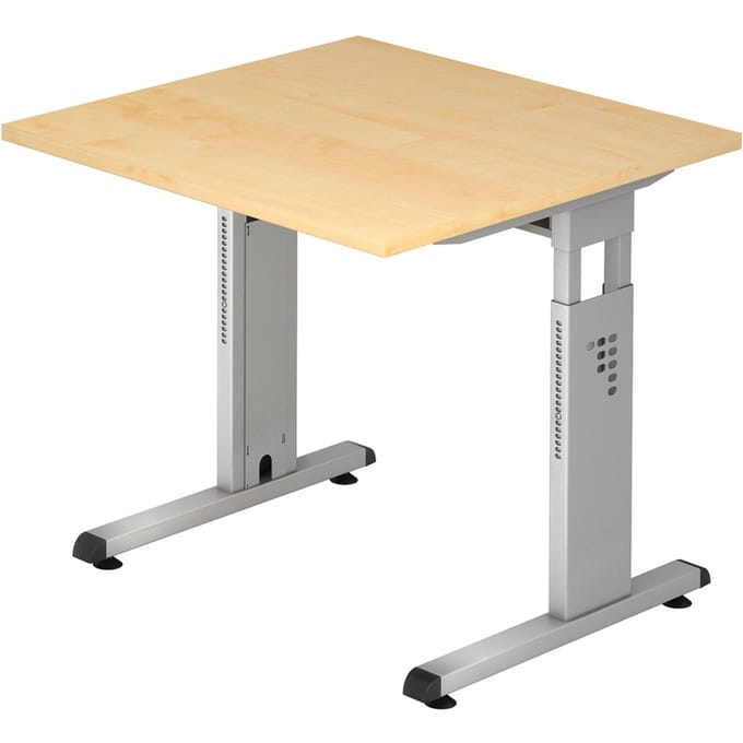 ULM bureau, C-poot, rechthoekig, B 800 x D 800 x H 650-850 mm, afwerking ahorn