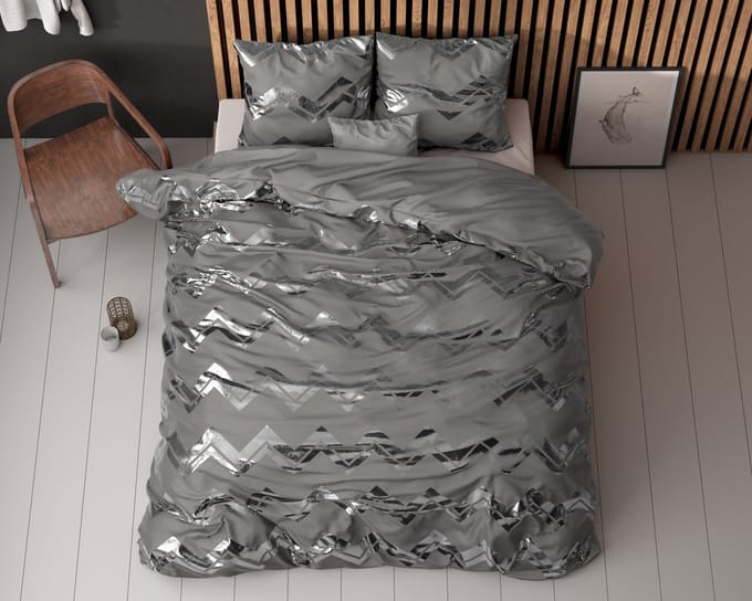 Sleeptime Wave Dekbedovertrek - 140X200/220 + 1 x kussensloop 60x70 - Grijs